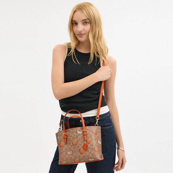 Mollie Tote Bag 25 In Signature Canvas With Orange Print - Picture 5 of 10
